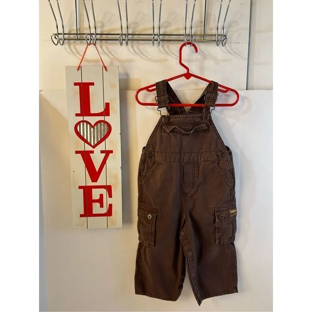 Oshkosh brown overalls 18m rn#96367 snaps‎
